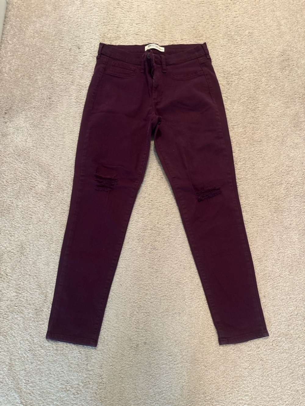 Gap 1969 Easy Leggings Jeans Burgundy Distressed Skinny Size 10